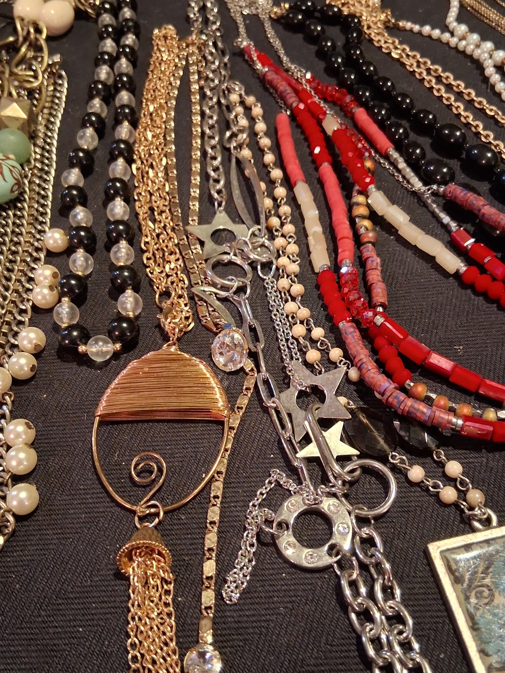 21pc Vntg/Now Costume Jewelry Lot Necklace Stmnt Liz Claiborne Bead Pewter Mixed